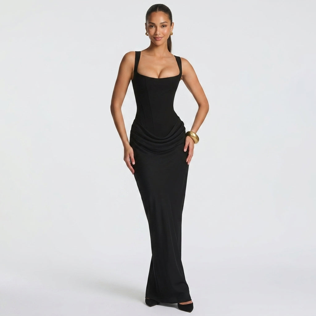 Marguerite corset wedding guest maxi dress - front view
