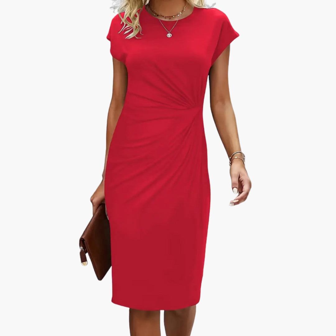 marion round neck midi dress - side view