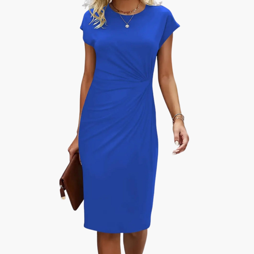 marion round neck midi dress - back view