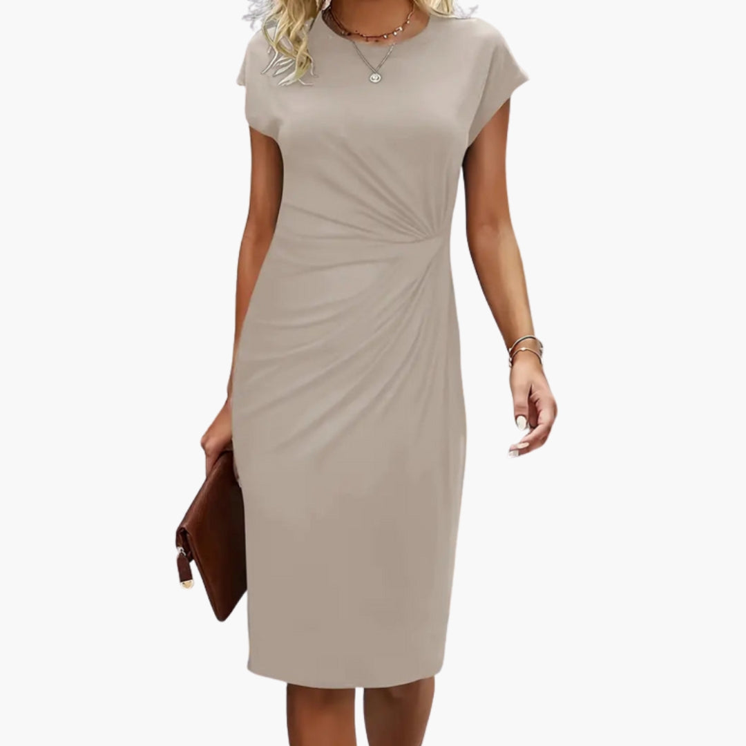 marion round neck midi dress - color option