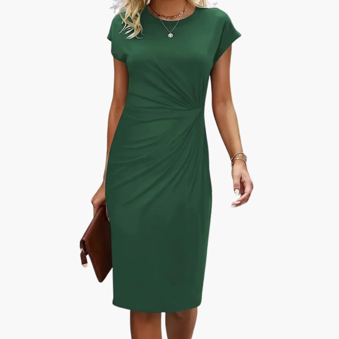 marion round neck midi dress - styled outfit