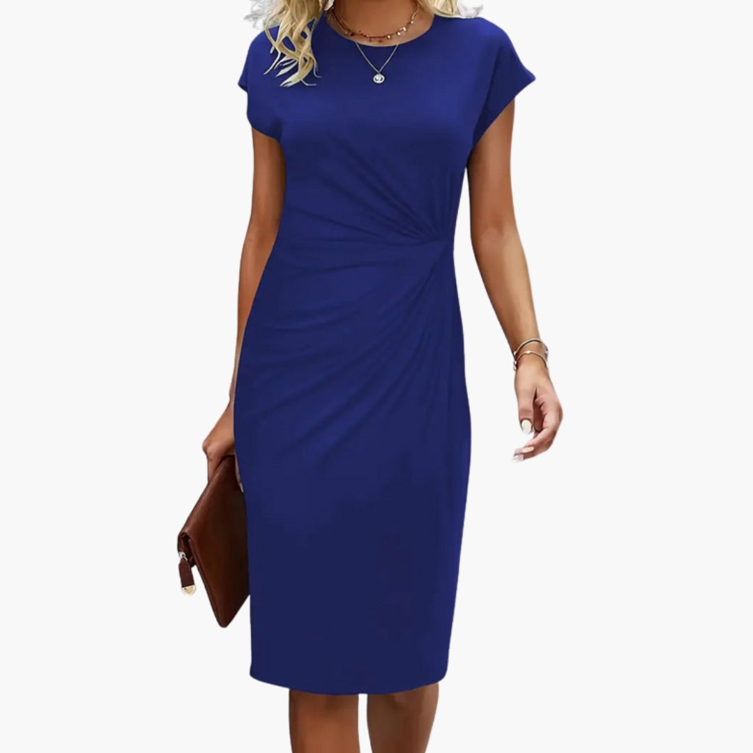 marion round neck midi dress - close up