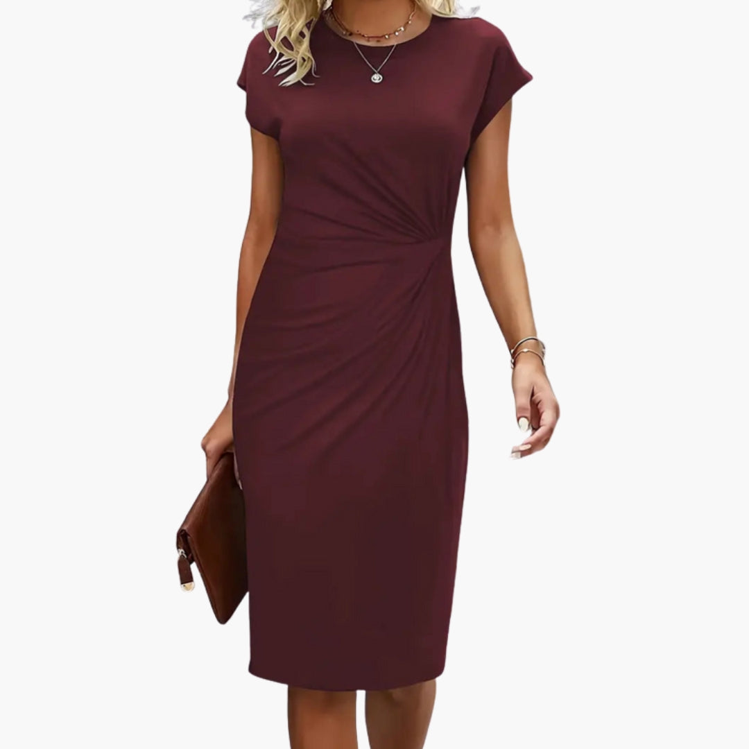 marion round neck midi dress - full look