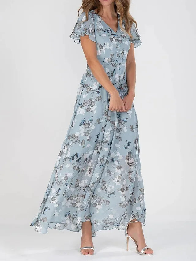 Marisela floral wedding guest maxi dress - front view