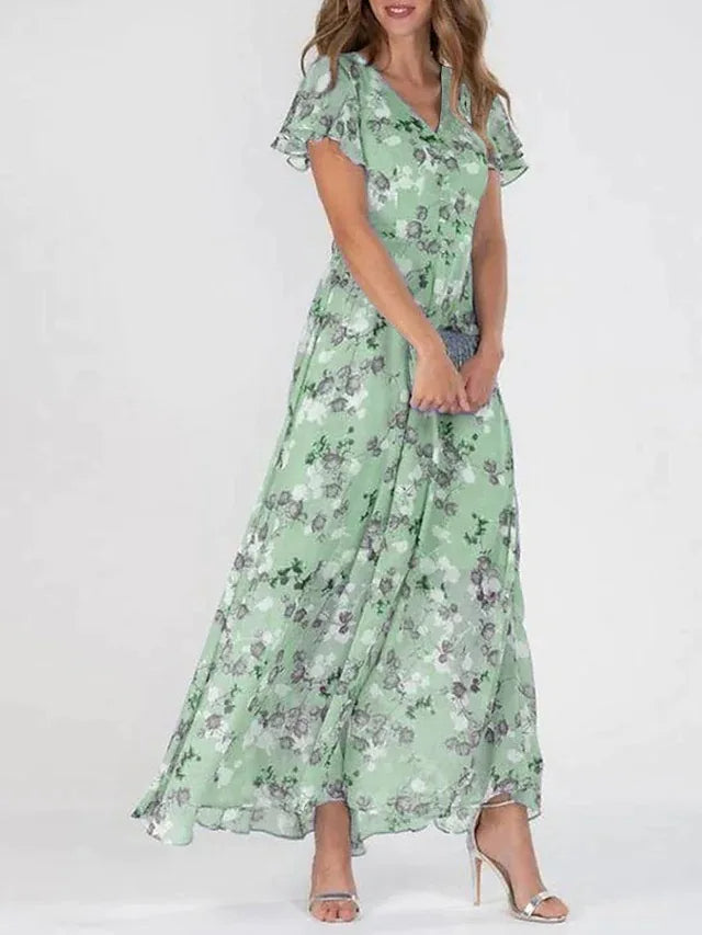 Marisela floral wedding guest maxi dress - side view