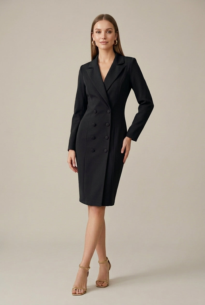 Marjorie double breasted blazer dress - fabric detail