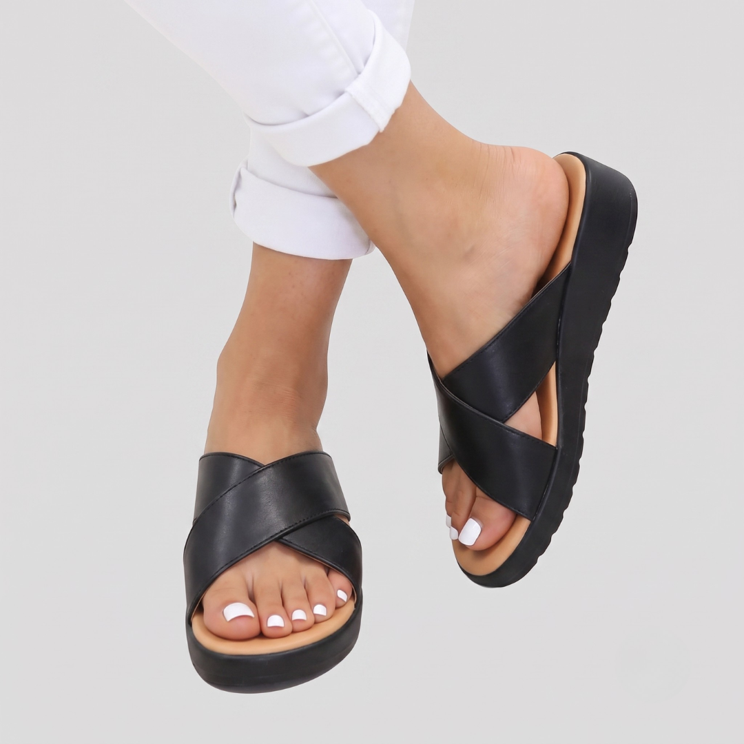 Melisande cross-strap cushioned sandals - side view
