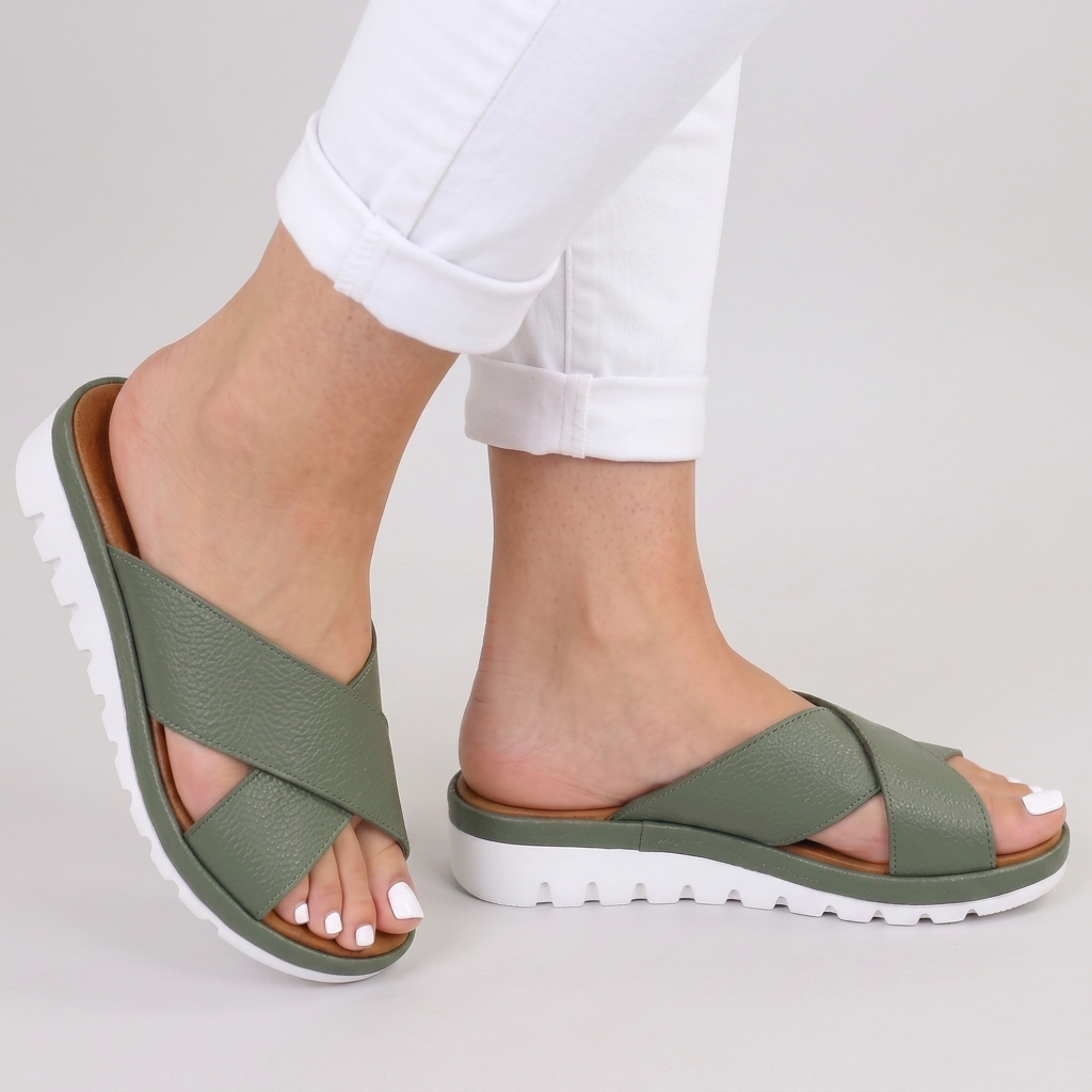 Melisande cross-strap cushioned sandals - styled view