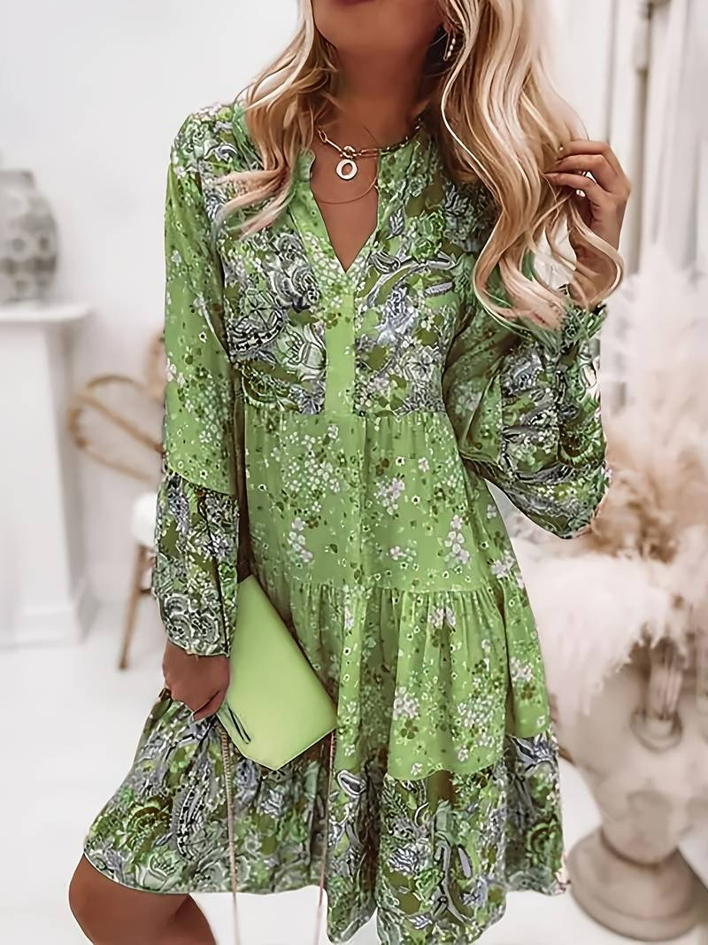 Meret boho floral tiered mini dress - side view