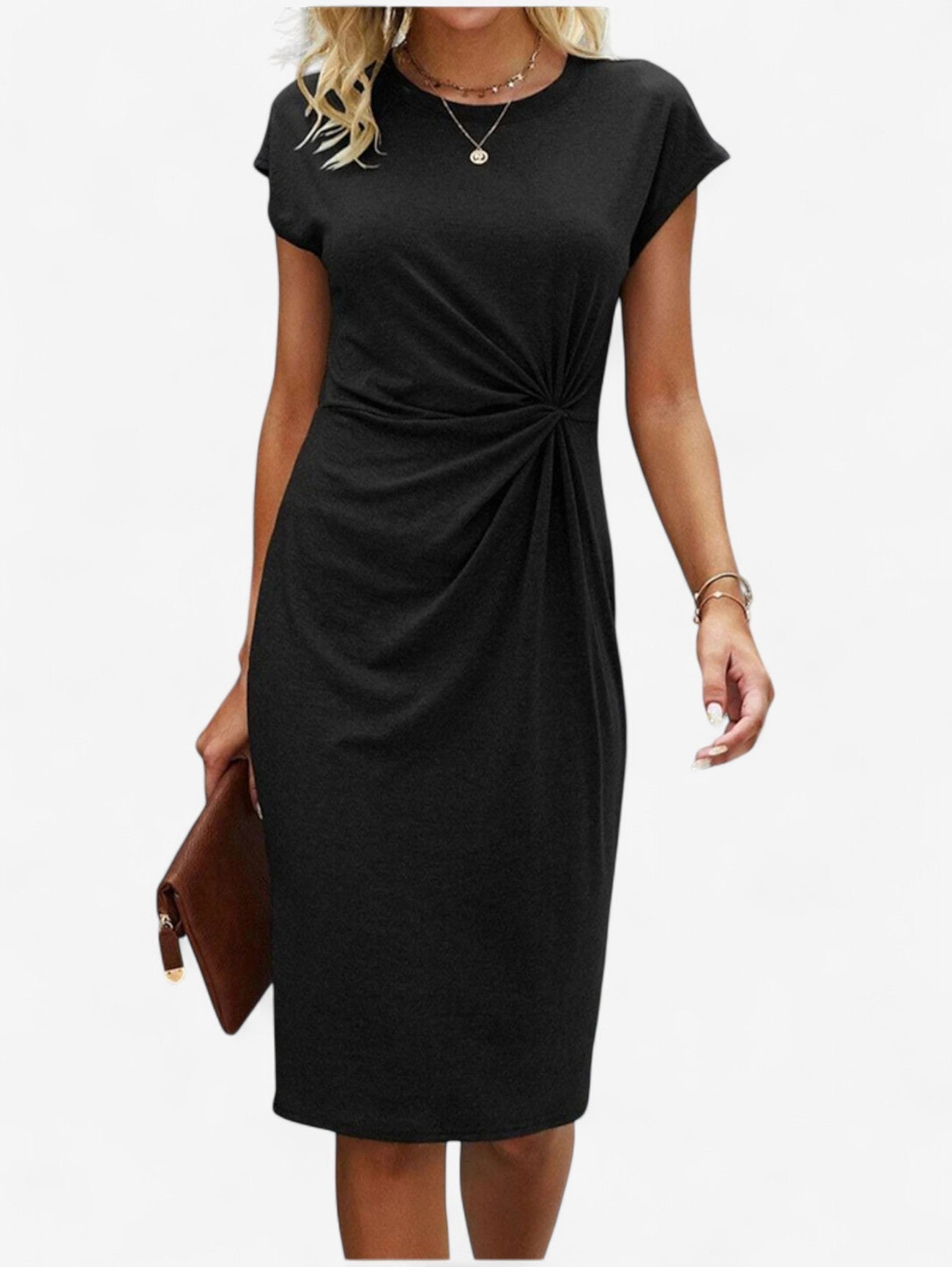 Mette ruched bodycon midi dress - front view