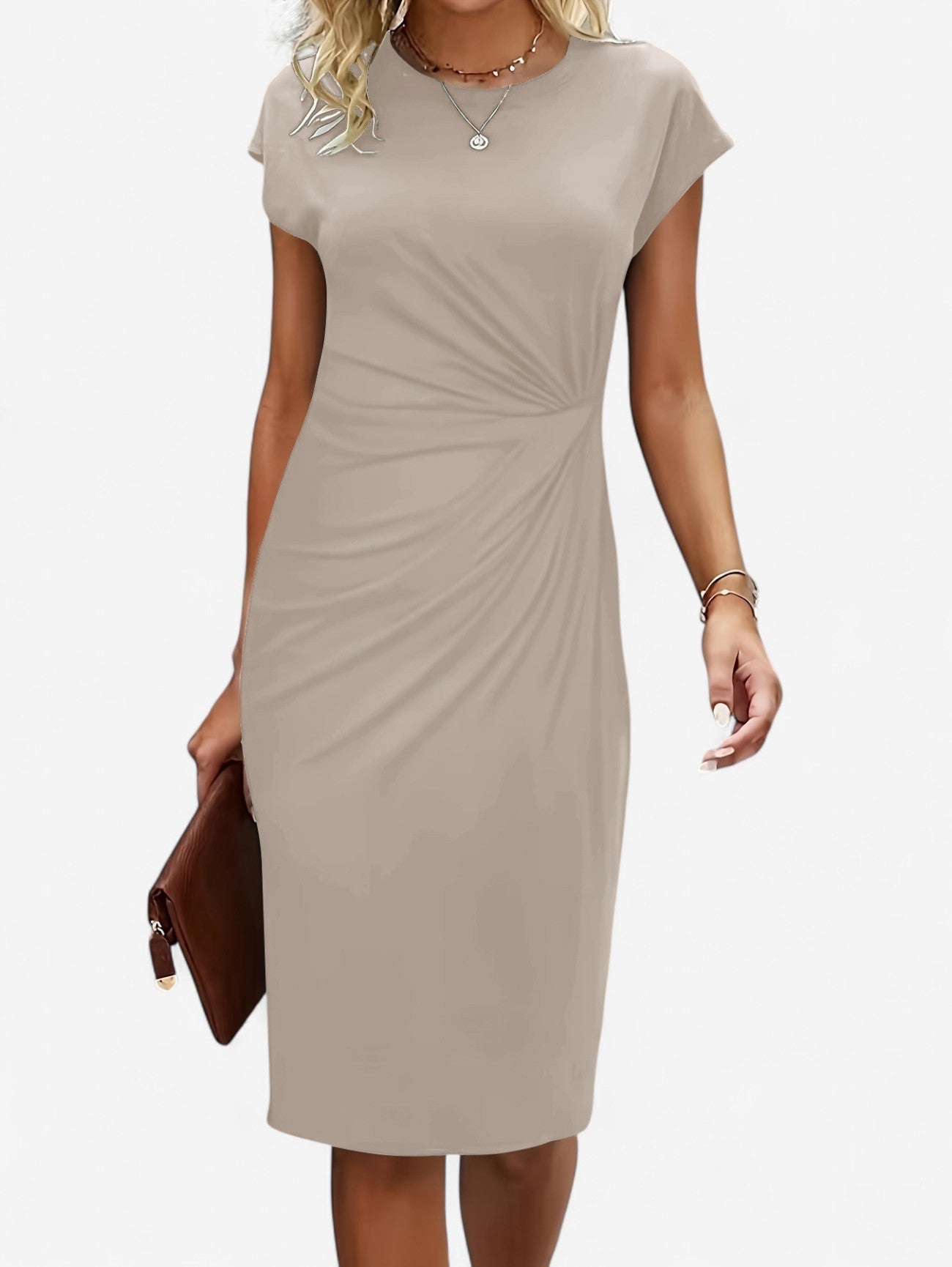 mette ruched bodycon midi dress - close up