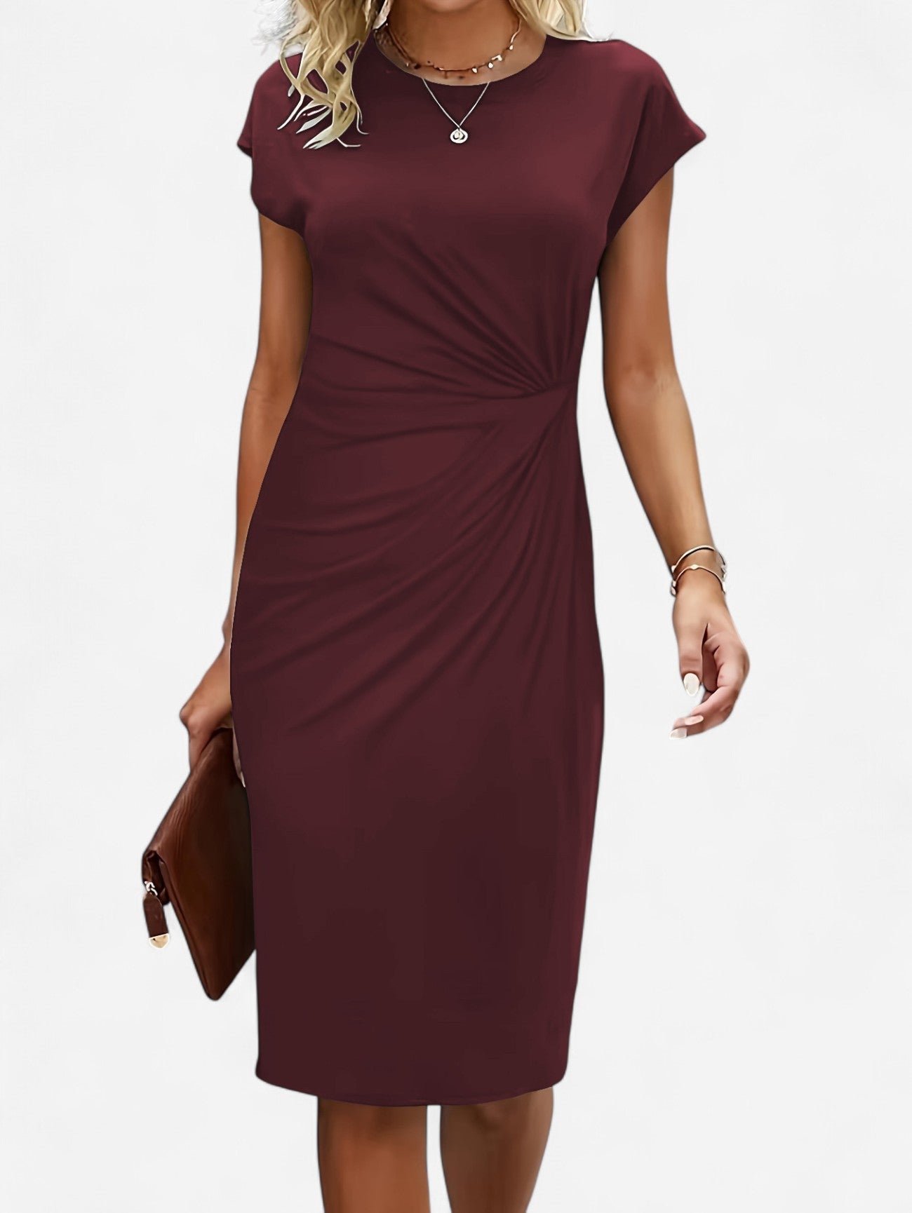 mette ruched bodycon midi dress - full look