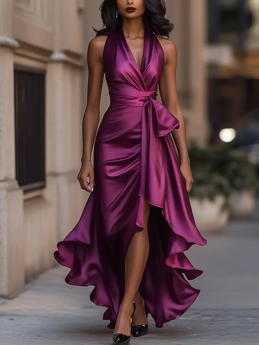 nadine halter neck maxi dress - additional angle 3