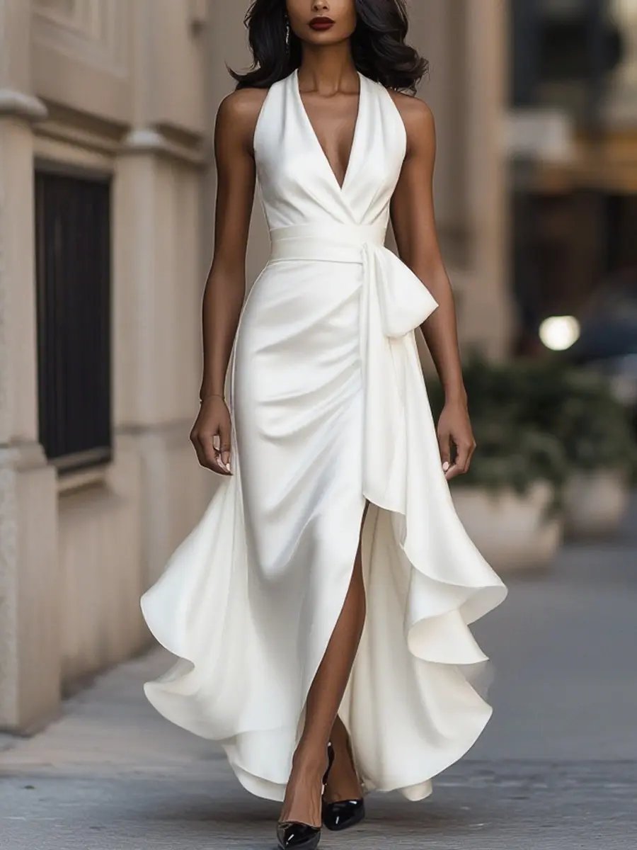 nadine halter neck maxi dress - detail view