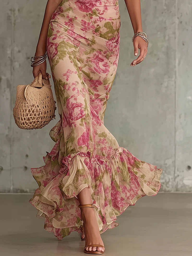 Natasha floral mock neck maxi dress - styled outfit