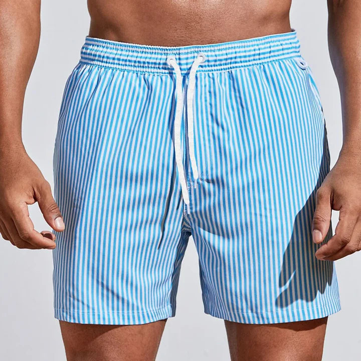 Niall striped swim shorts - styled view