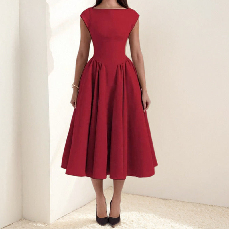 Nicole boat neck fit and flare midi dress - colour options