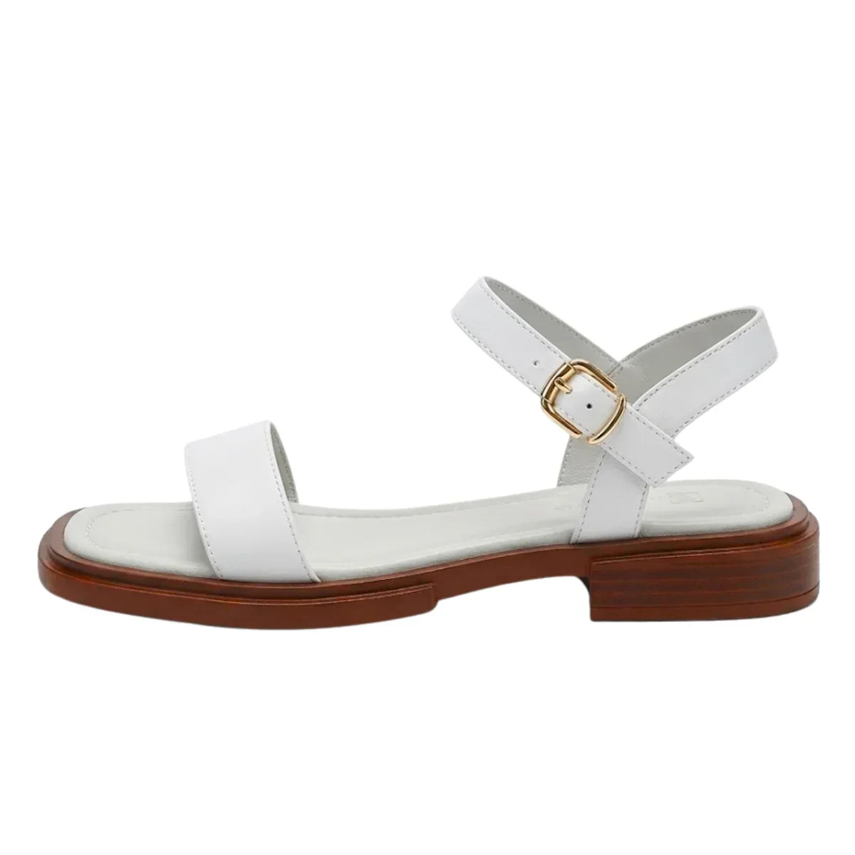 Noor square toe ankle strap flat sandals - color White alternate