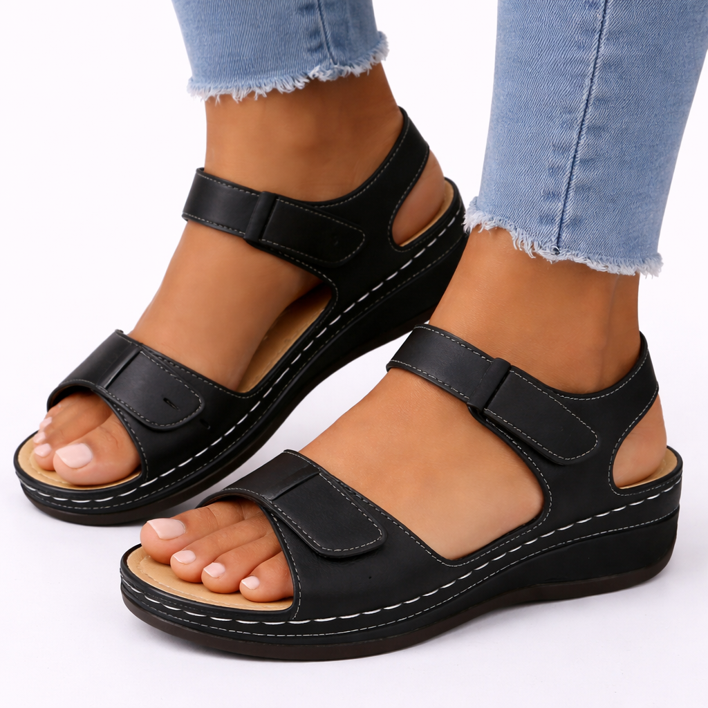 Odessia orthopedic walking sandals - color Black
