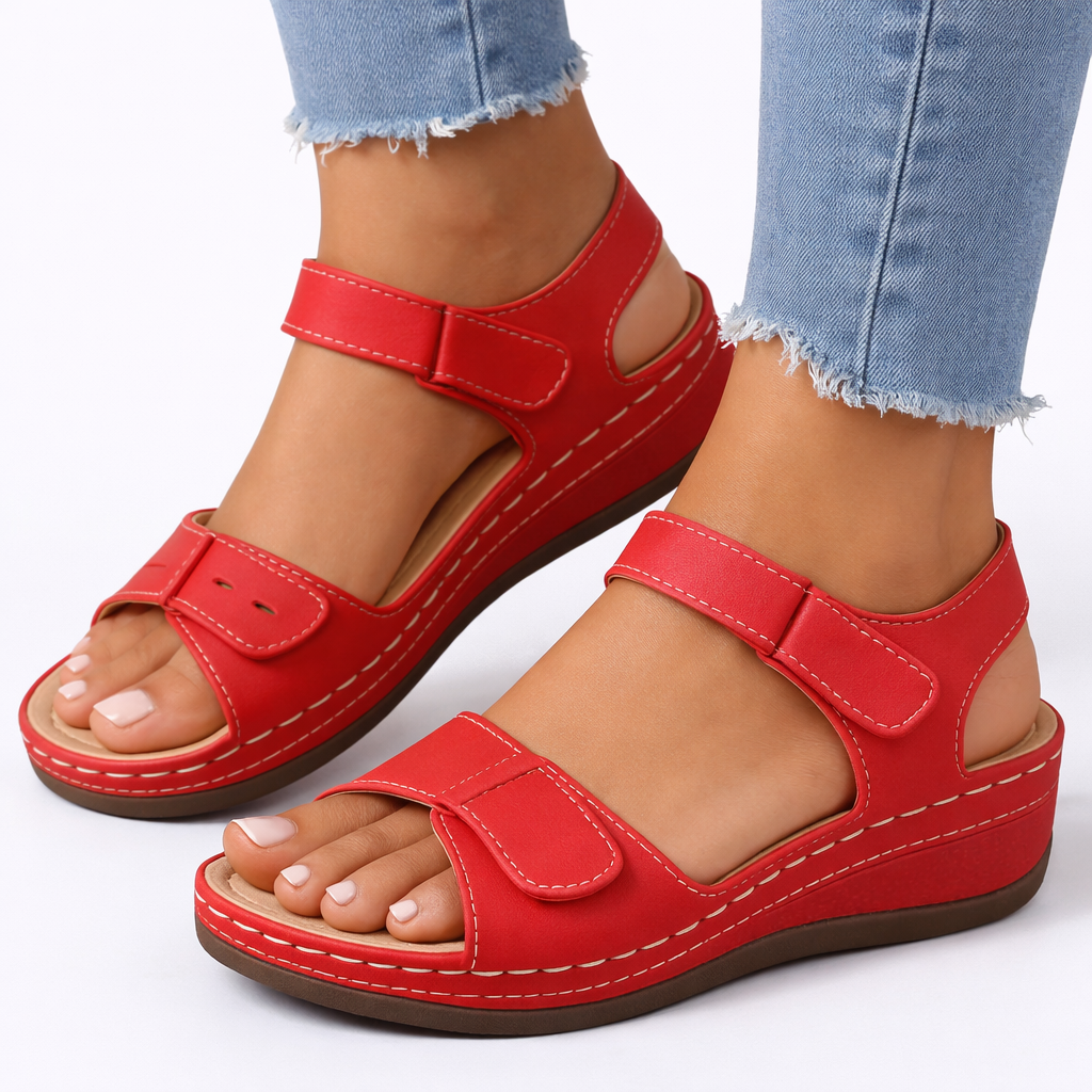 Odessia orthopedic walking sandals - color Red