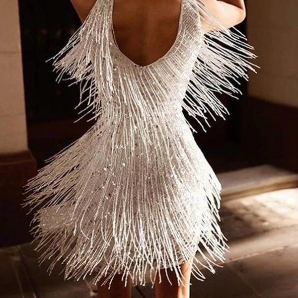 Odile fringe mini party dress - styled outfit