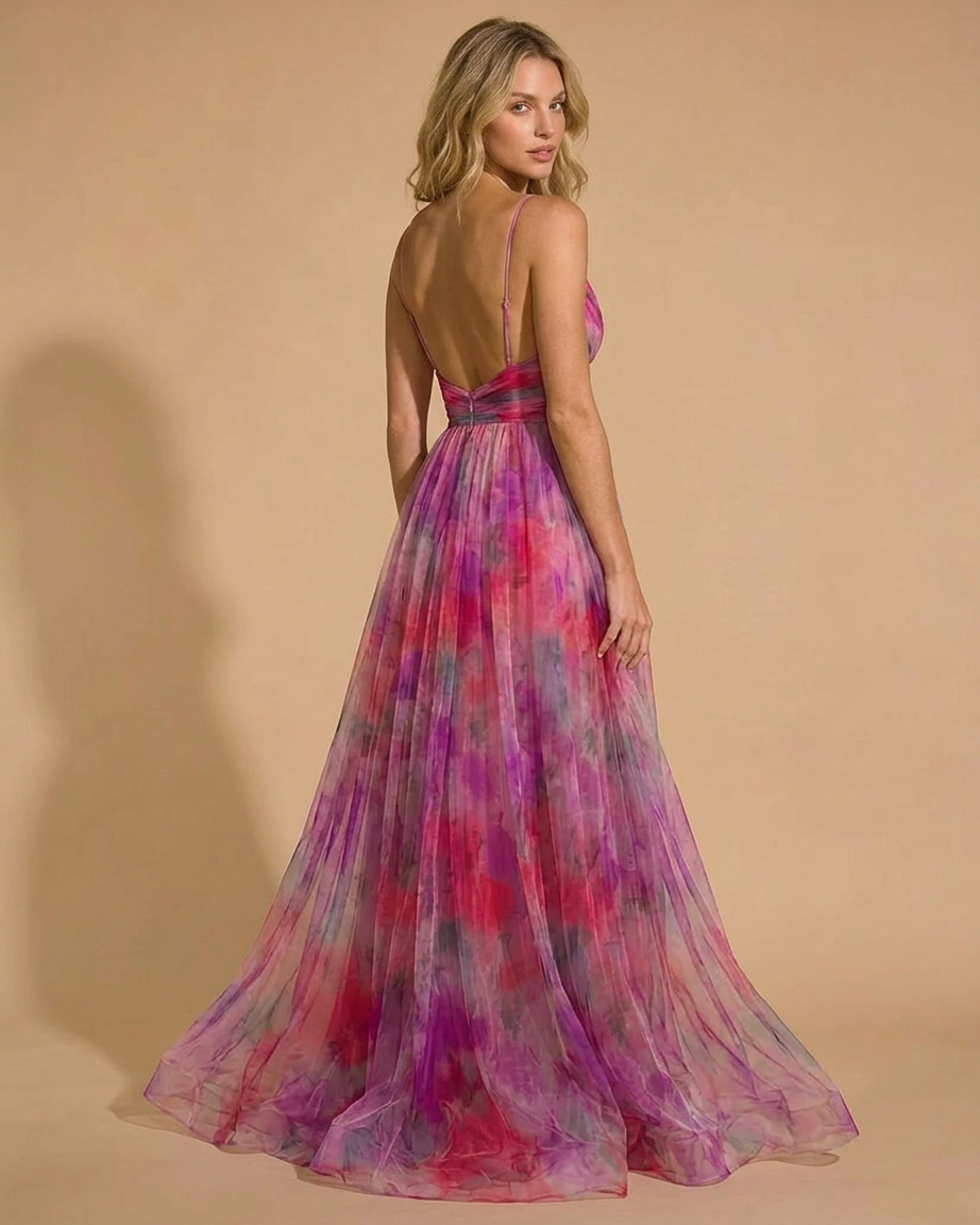 Olivia pleated floral maxi summer dress - color option 2