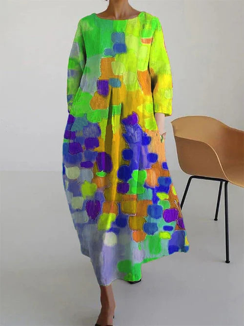 Otta oversized abstract print cotton maxi dress - side view