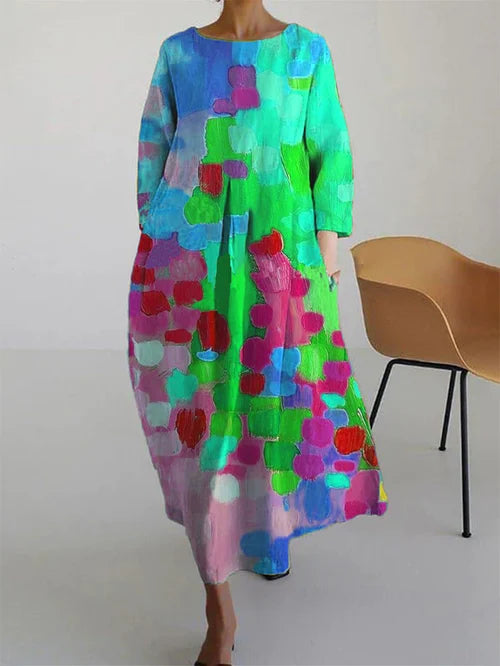 Otta oversized abstract print cotton maxi dress - back view