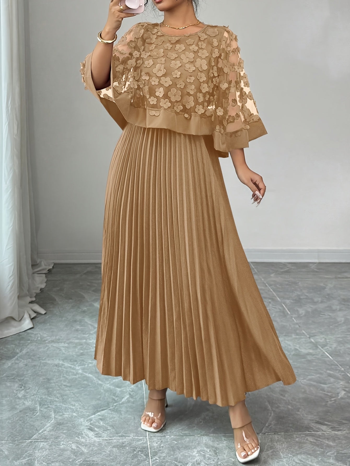 Palmira fall wedding guest maxi dress - appliqué detail