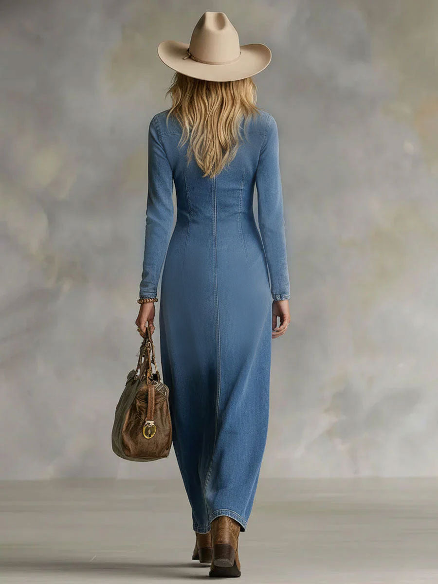Maxine V neck button front maxi dress - styled outfit