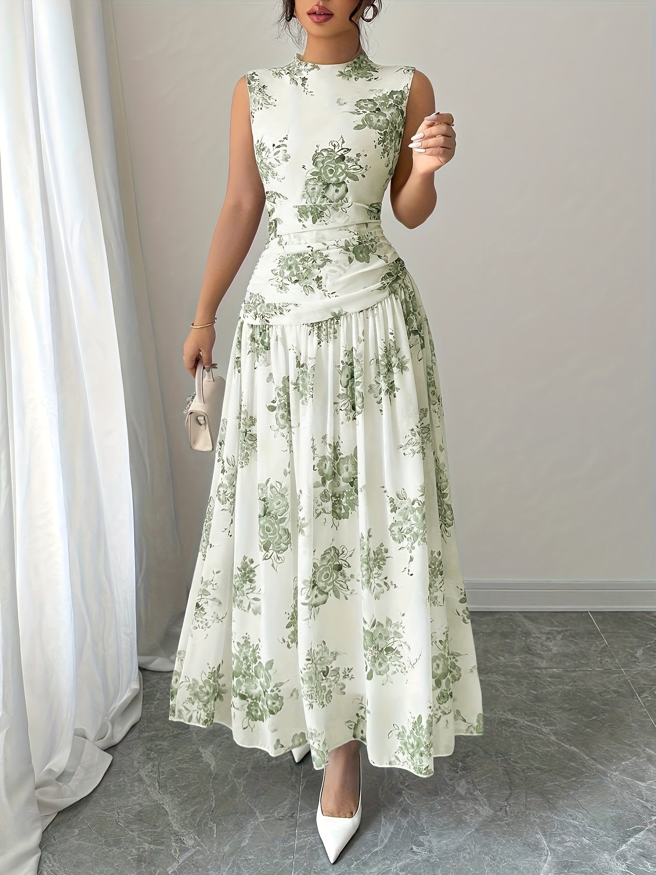 Poppy floral fitted knit dress - front view