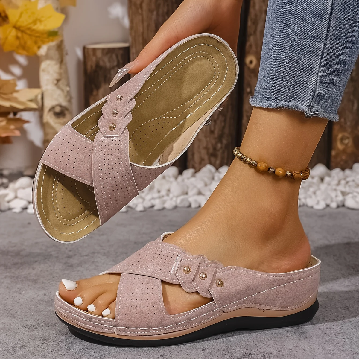 Quintessa orthopaedic wedge sandals - styled view