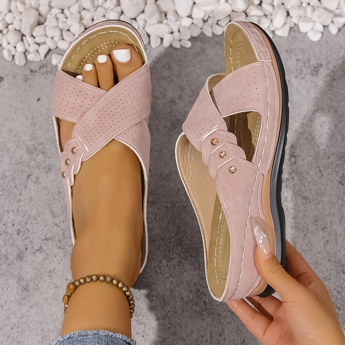 Quintessa orthopaedic wedge sandals - styled view