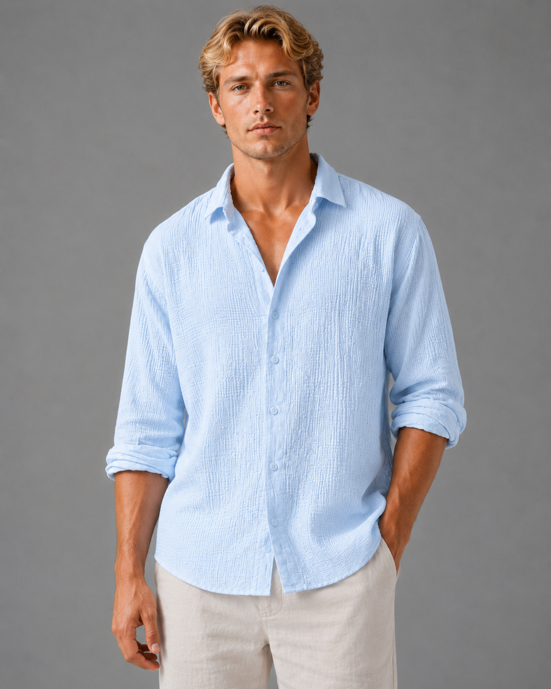 Roscoe linen-knit polo - detail view
