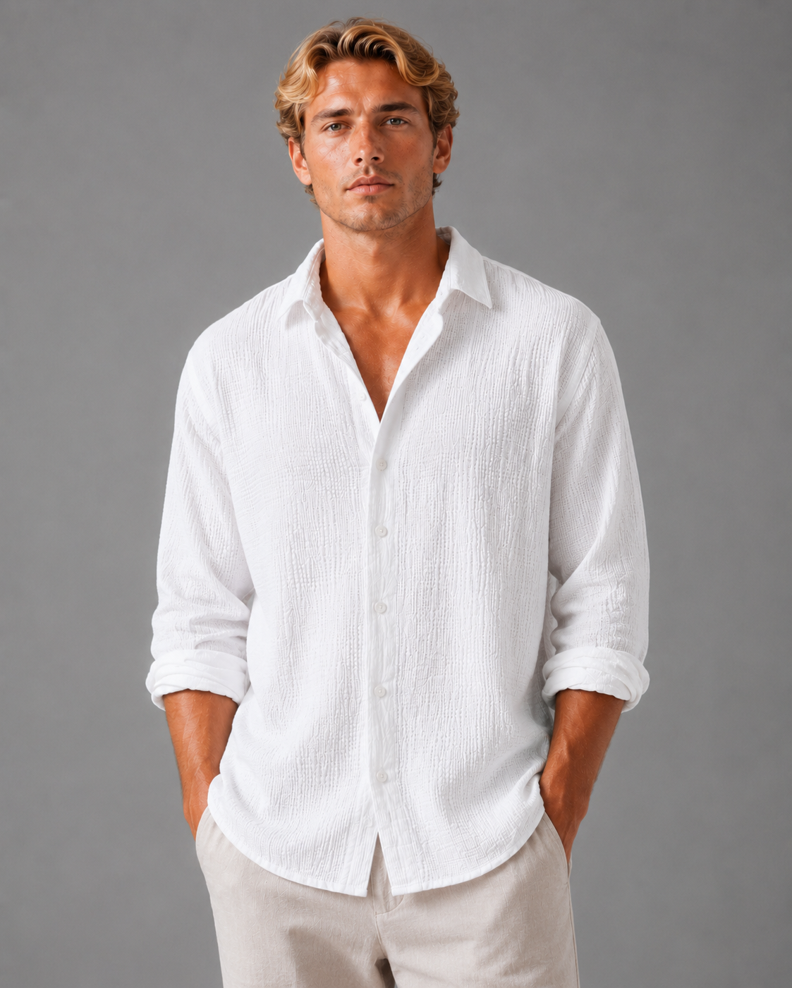 Roscoe linen-knit polo - styled view
