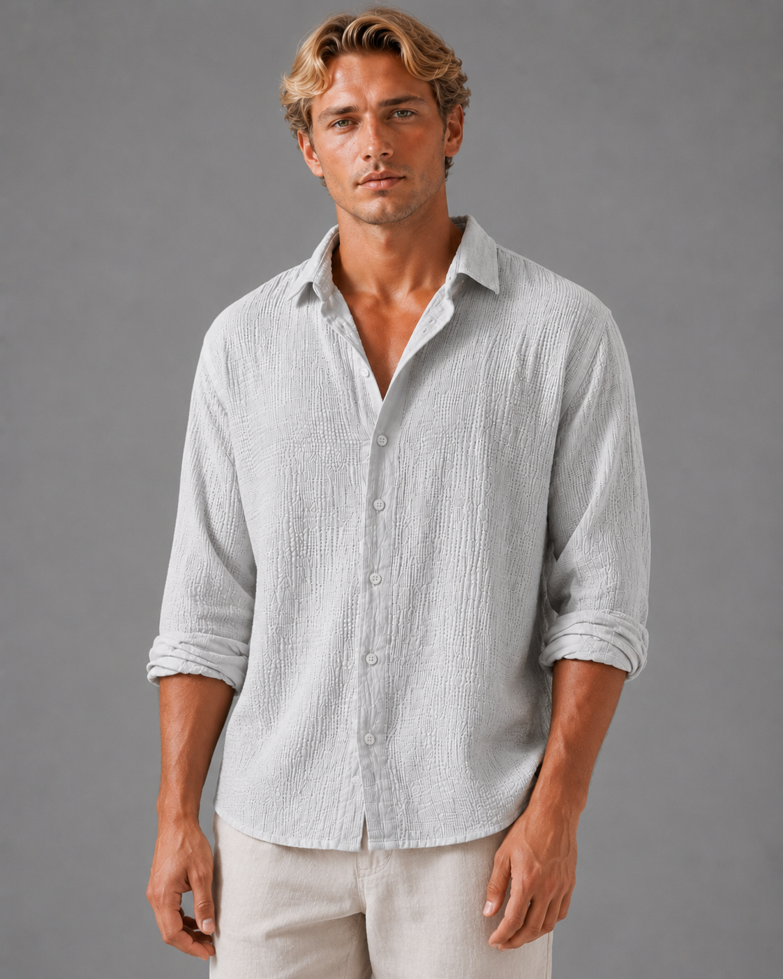 Roscoe linen-knit polo - styled view