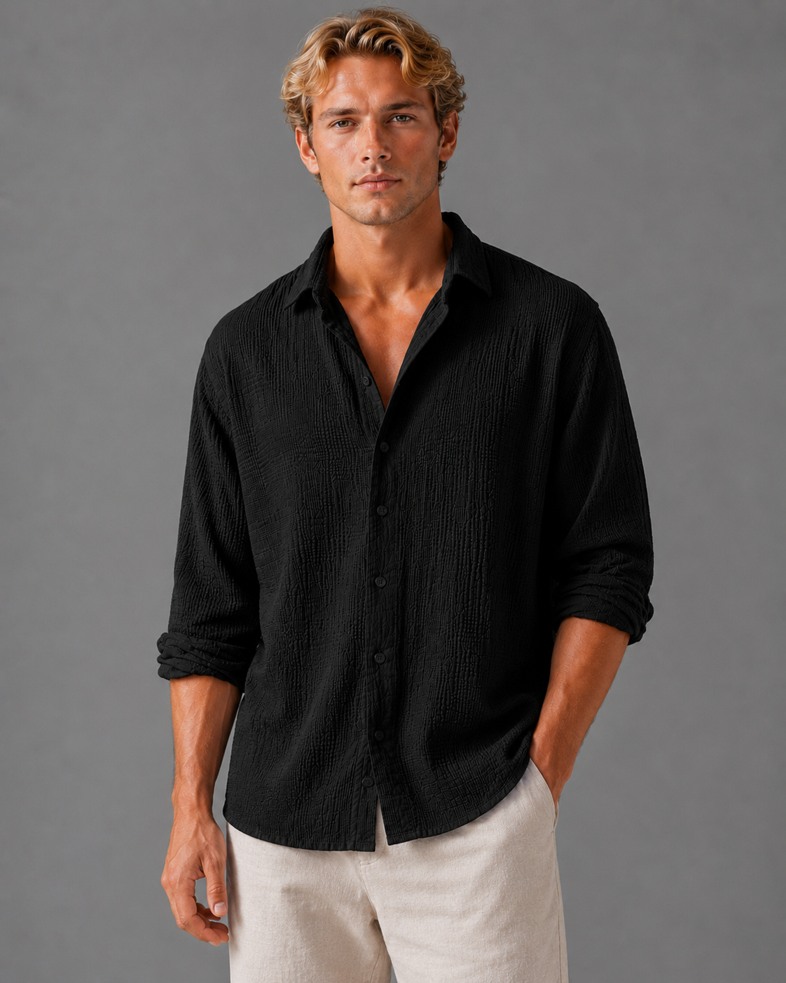 Roscoe linen-knit polo - styled view