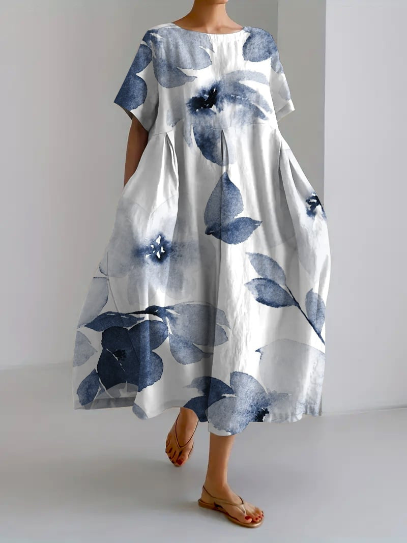 rosie floral loose fit midi dress - full look