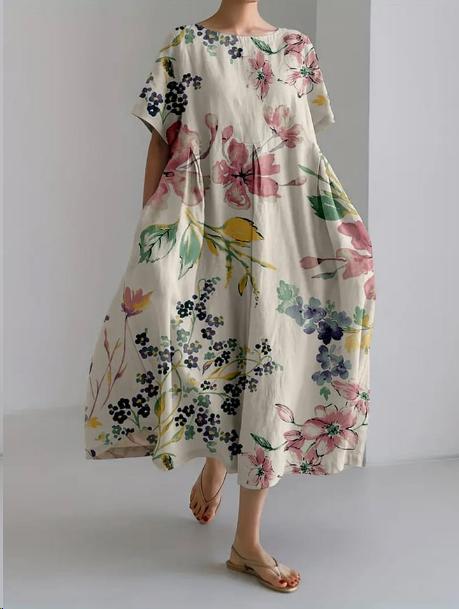 Rosie floral loose fit midi dress - back view