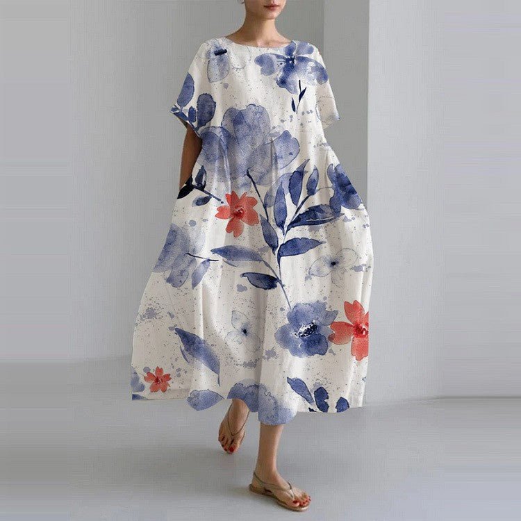 Rosie floral loose fit midi dress - styled outfit