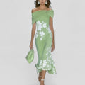Samantha off shoulder floral midi dress - front view