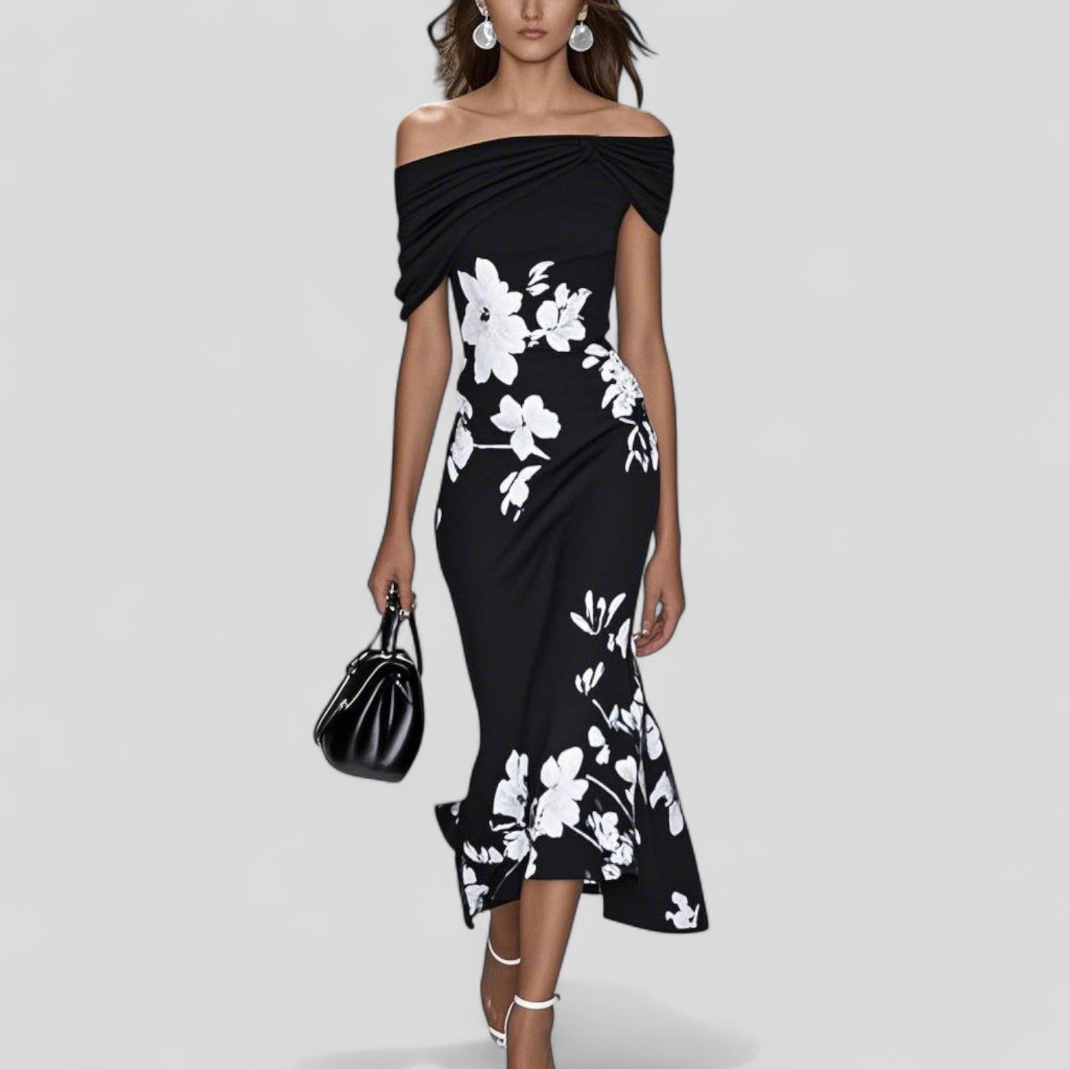 Samantha off shoulder floral midi dress - colour options