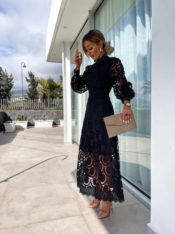 Sanne long sleeve lace midi dress - back view