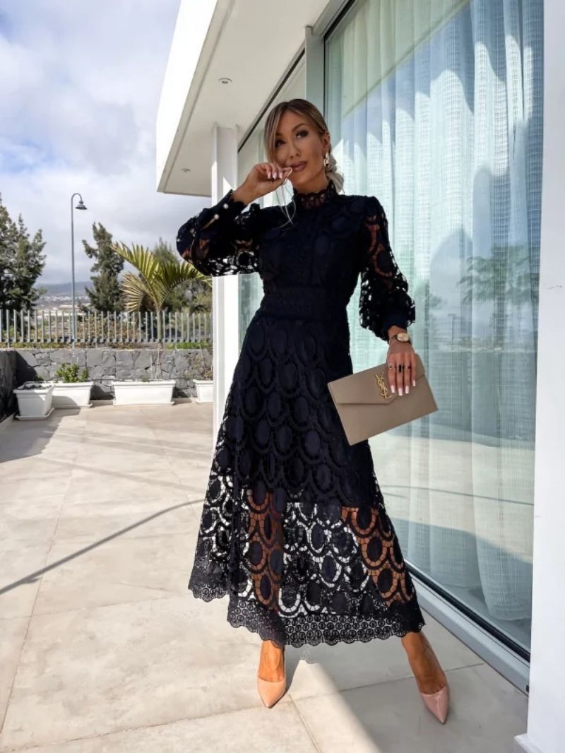 Sanne long sleeve lace midi dress - full look