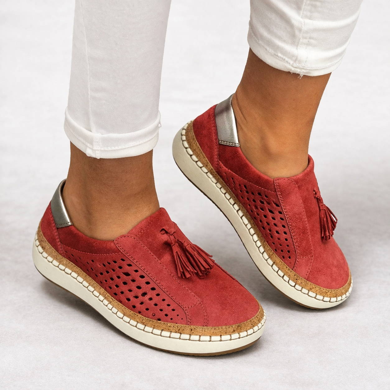 Sara orthopedic comfort slip-on shoes - color Red