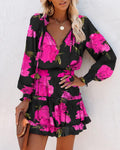 Serafina floral long sleeve mini dress - front view