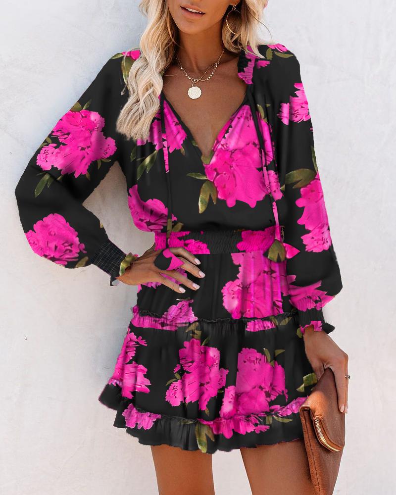 Serafina floral long sleeve mini dress - side view