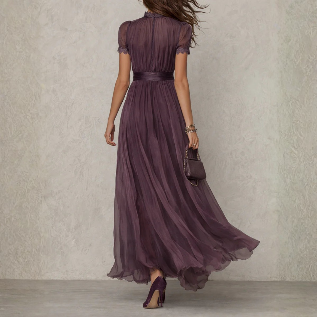 Seraphina lace trim chiffon maxi dress - side view