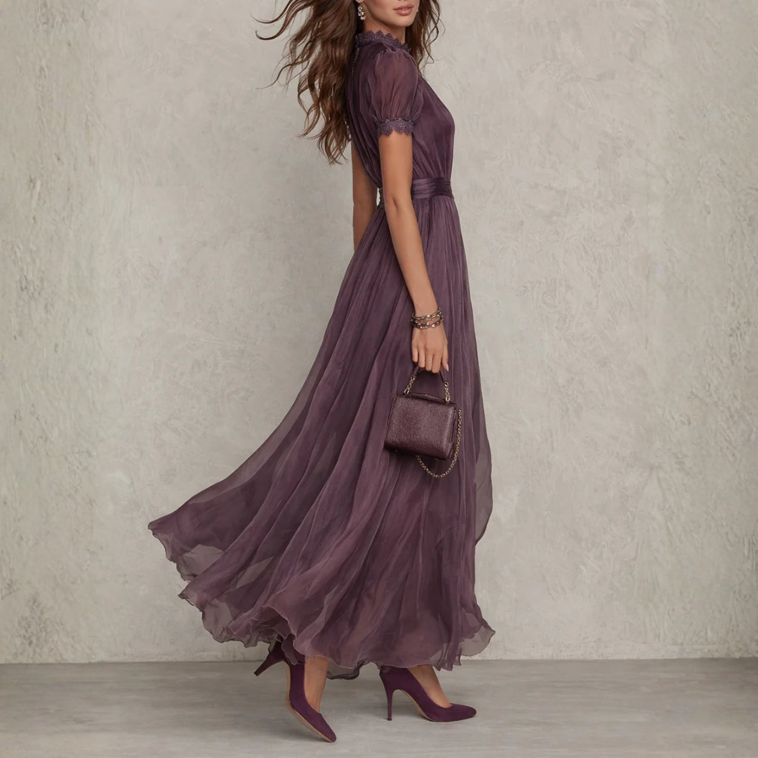 Seraphina lace trim chiffon maxi dress - back view