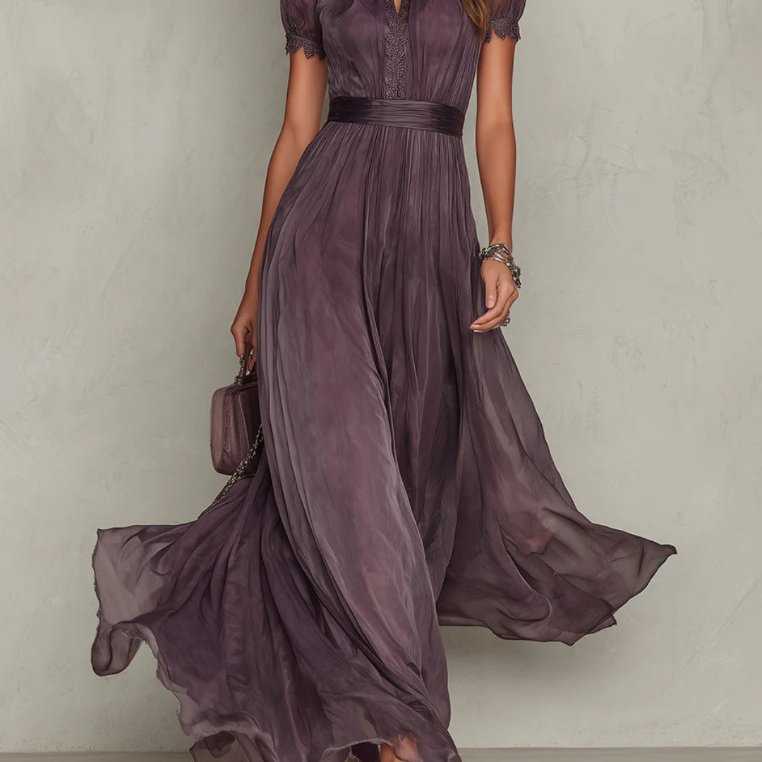 Seraphina lace trim chiffon maxi dress - fabric detail